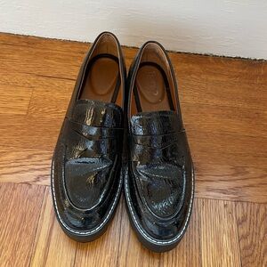 Black patent leather platform loafers. Franco Sarto size 7.5